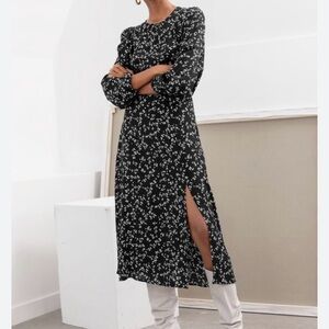 & Other Stories Floral Black Dress size 10